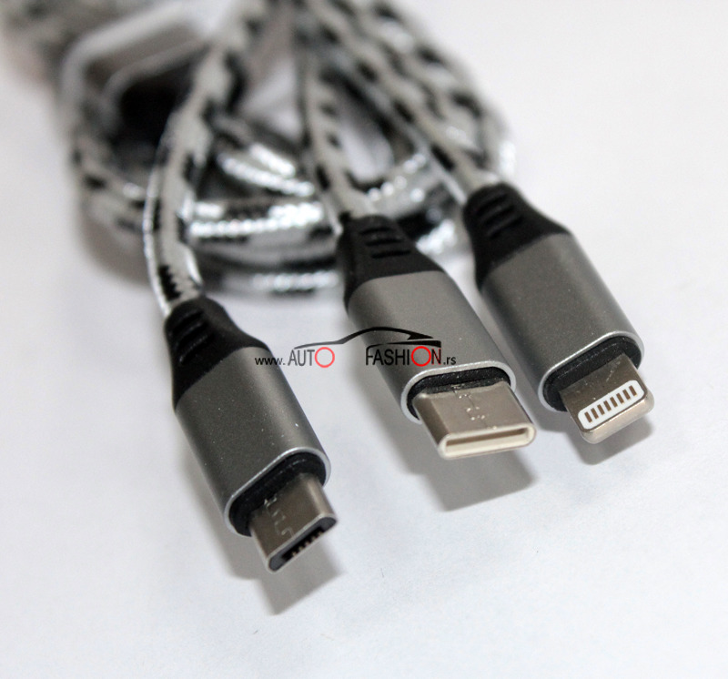Kablovi za punjenje telefona 3 u 1 – Micro USB, C-Type, Iphone
